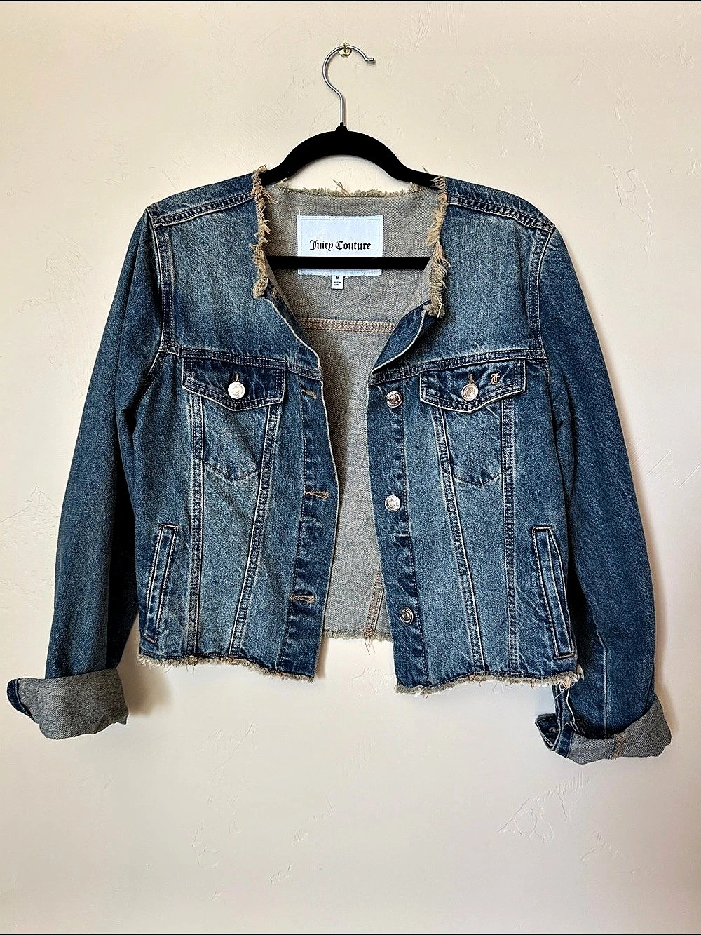 Juicy Couture Rhinestone Logo Denim Jacket Blue Medium